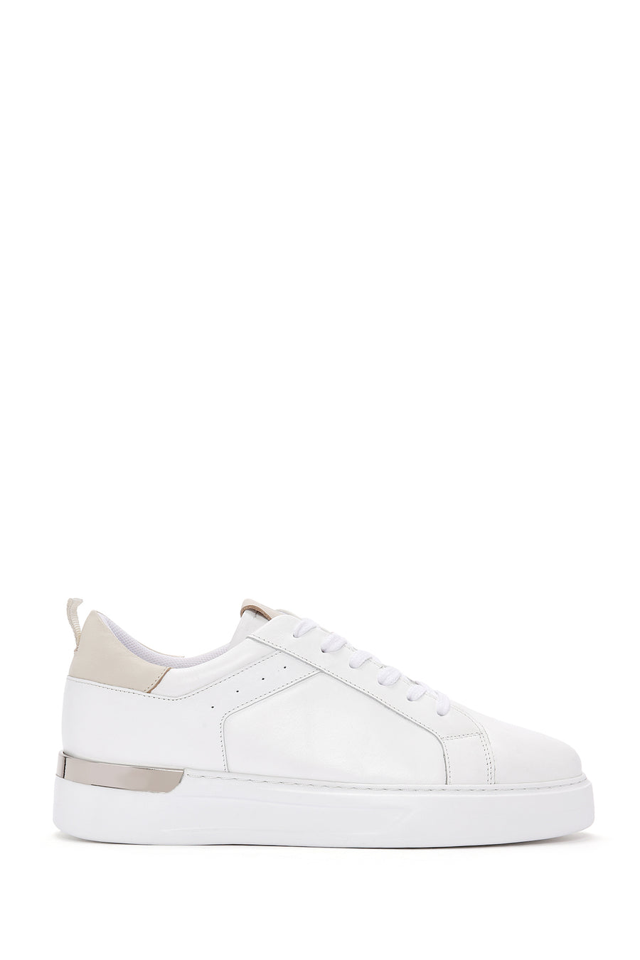 Men's White Lace-Up Leather Sneaker 24SFD684018 | Derimod