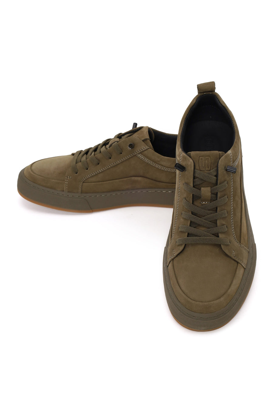 Erkek Haki Bağcıklı Nubuk Deri Sneaker