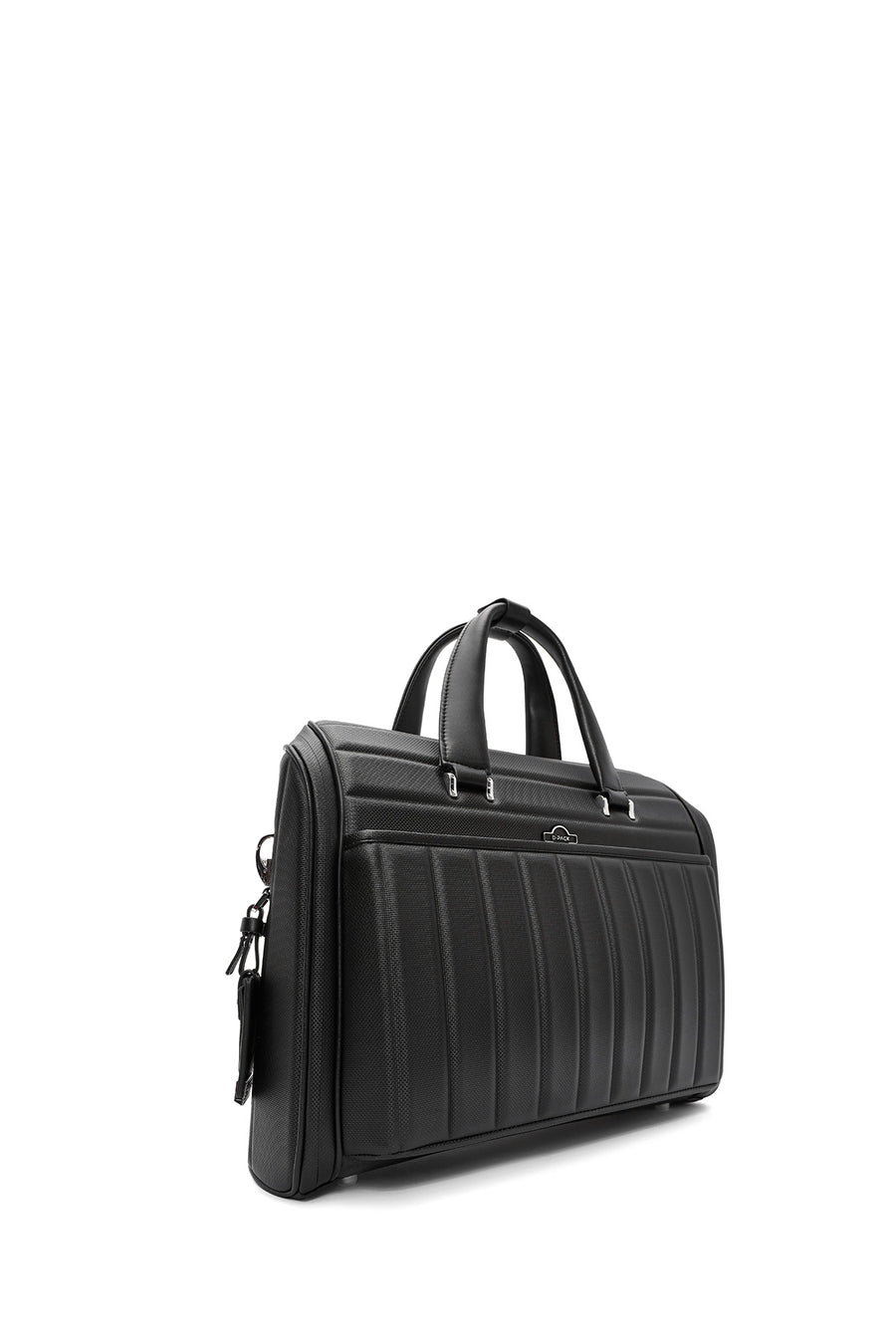 D-Pack Men's Black Long Strap Fabric Briefcase