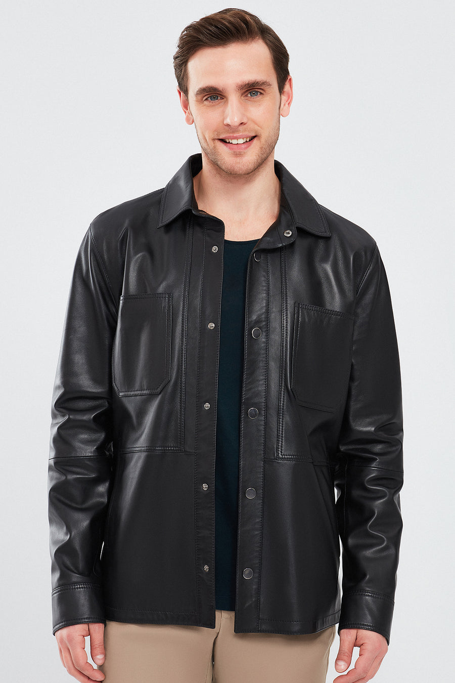 Eric Men's Black Leather Coat 15SGD6141U4 | Derimod
