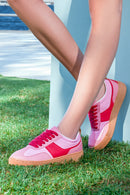 ACBC x Derimod Women's Pink Lace-Up Suede Sneakers | Derimod