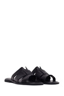 Woman Black Leather Slippers | Derimod