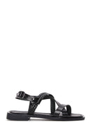 Women's Black Leather Sandals | Derimod