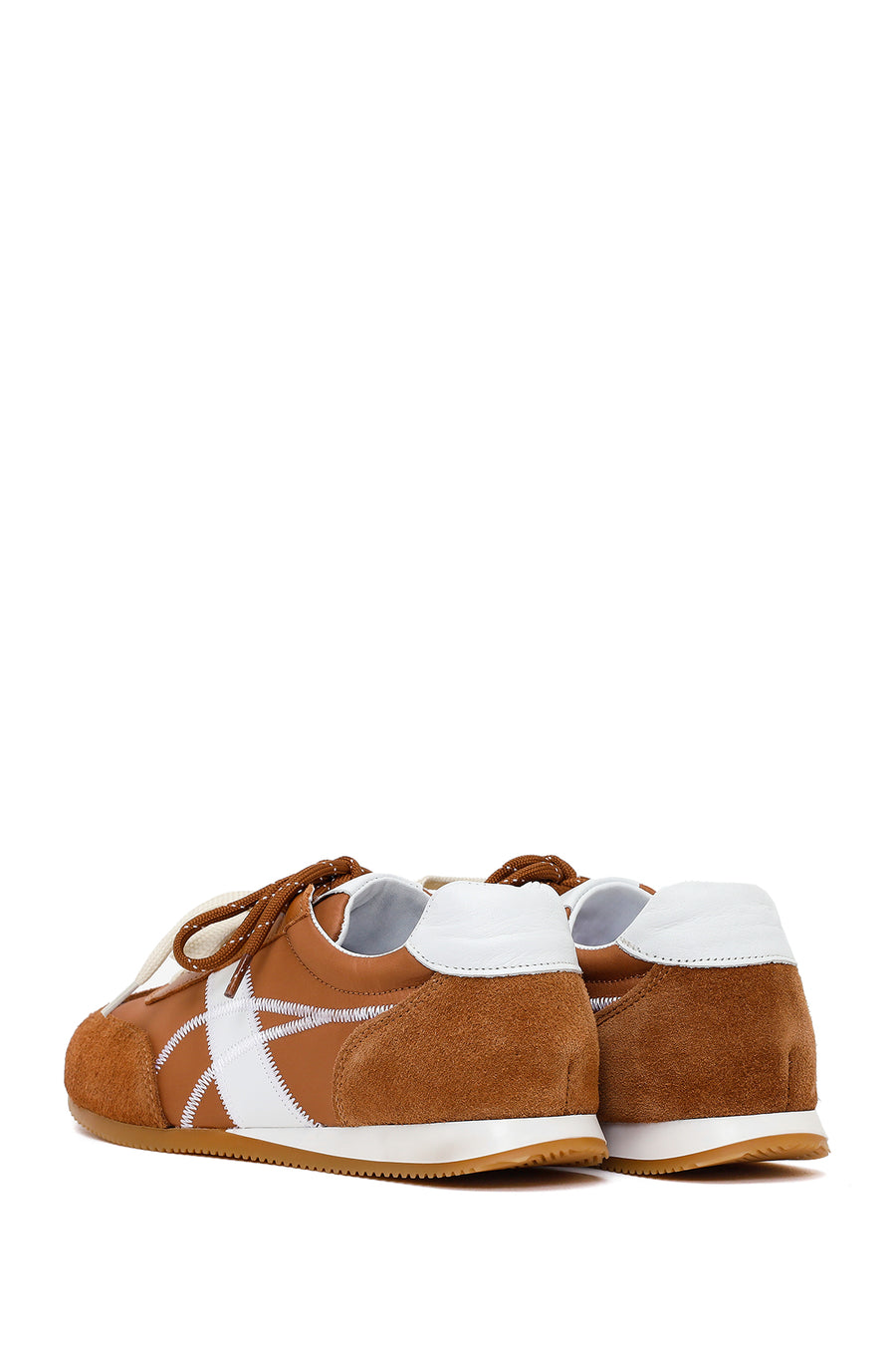 Women's Tan Lace-up Leather Sneaker