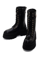 Women's Black Thick Soled Zippered Boots | Derimod