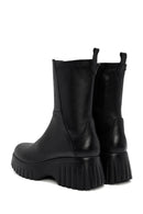 Woman Black Thick-Soled Zip Closure Leather Boots | Derimod
