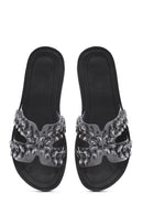 Women's Black Stone Slippers | Derimod