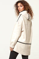 Valeria Women's White Oversize Leather Jacket | Derimod