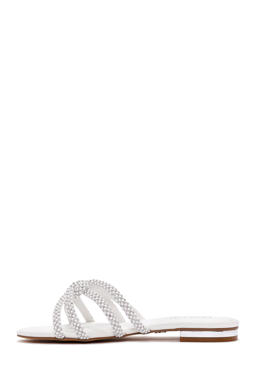 Women's White Stone Slippers