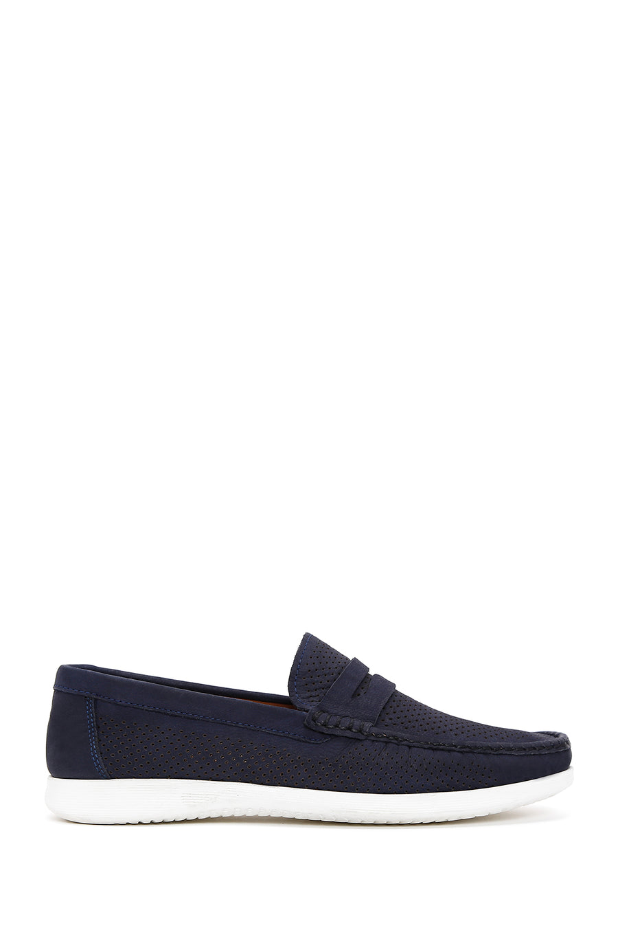 Erkek Lacivert Nubuk Deri Loafer 23SFD6583V3 | Derimod