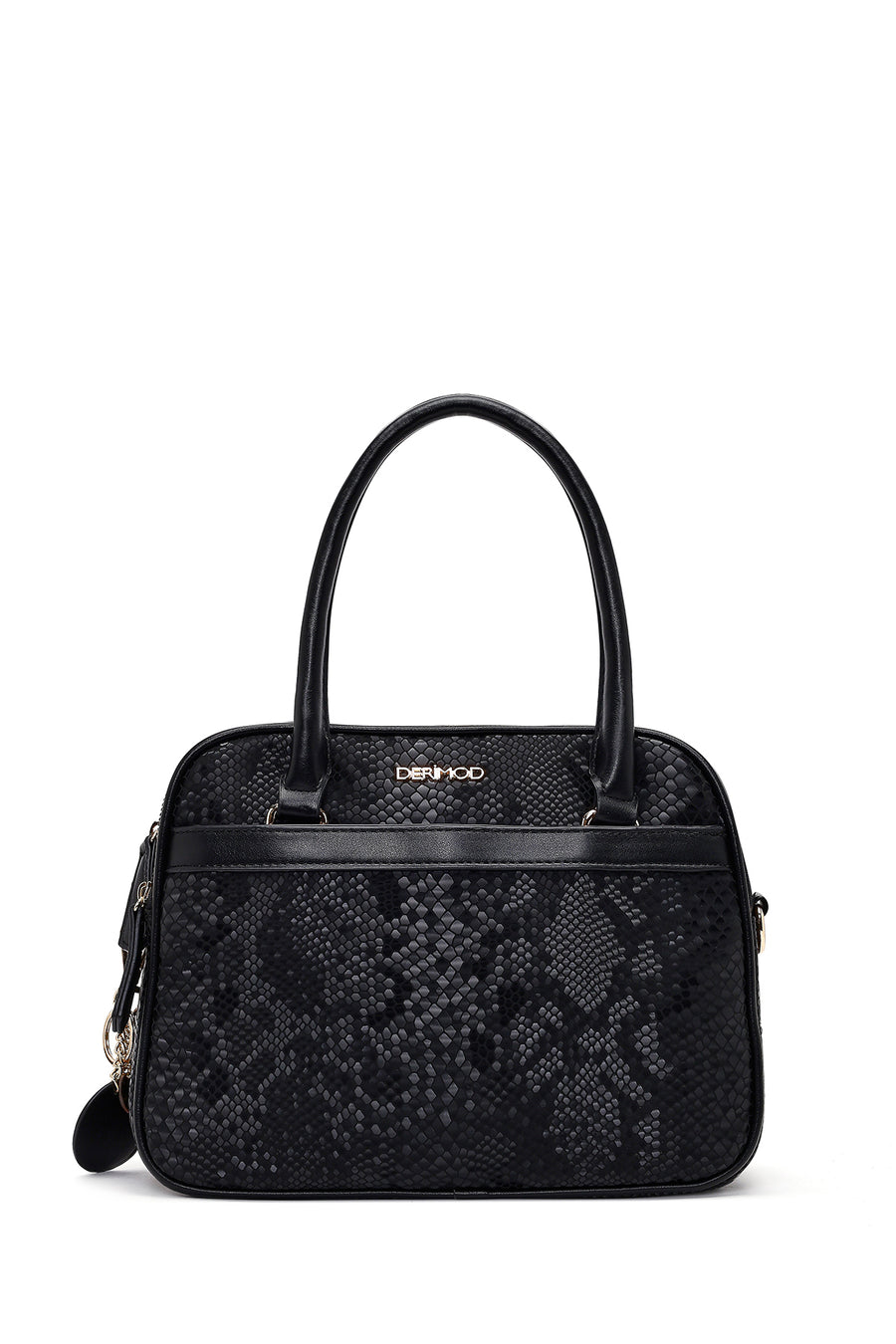 Woman Black Long-Strap Printed Shoulder Bag