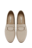 Women's Beige Leather Casual Loafer | Derimod