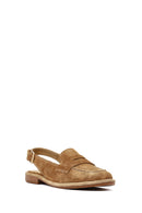 Women's Beige Backless Suede Leather Loafer | Derimod