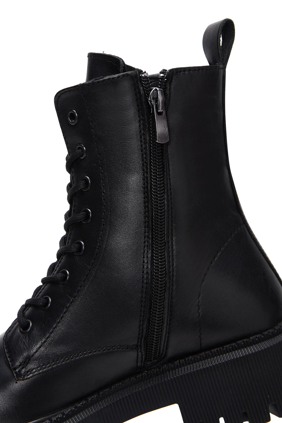 Women's Black Zippered Leather Boots