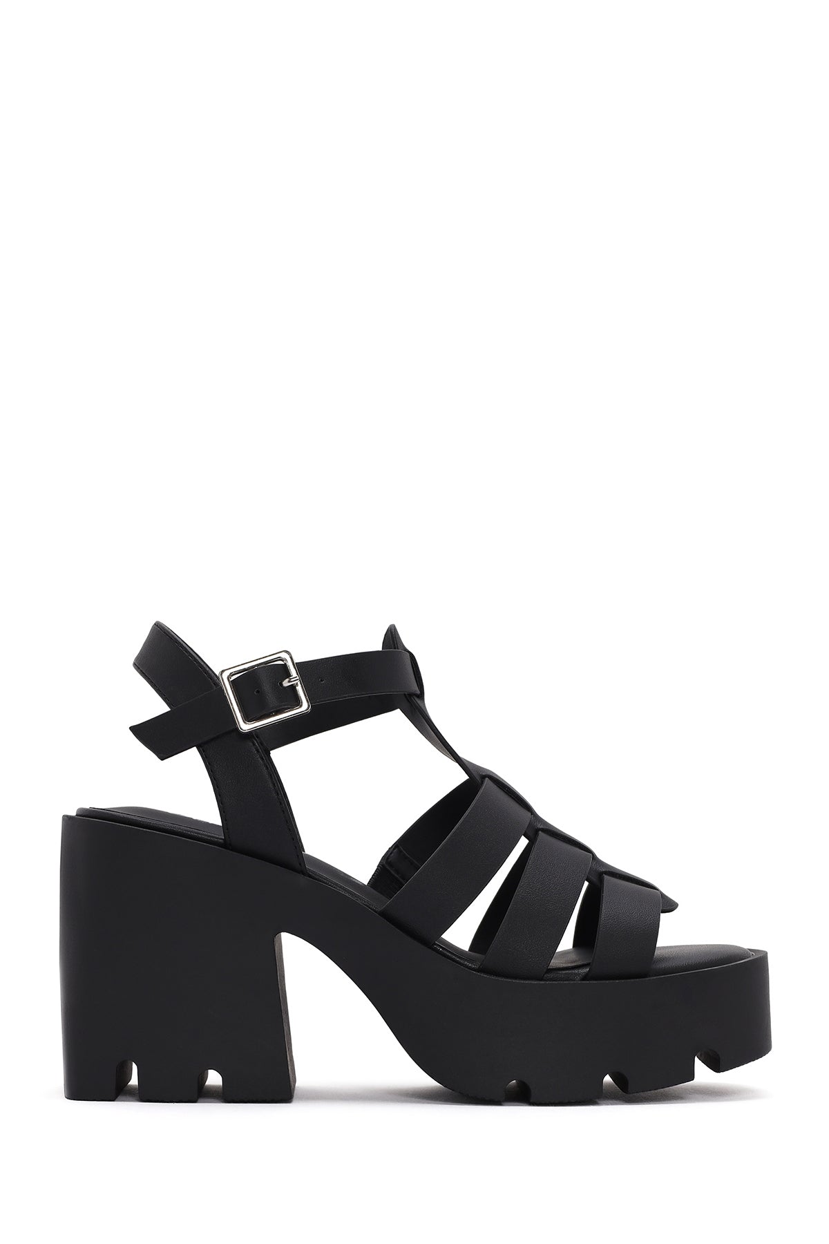 Women's Black Ankle Strap Platform Heeled Sandals 24SFE494418 | Derimod