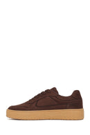 Woman Brown Lace-Up Chunky-Soled Suede Sneakers | Derimod