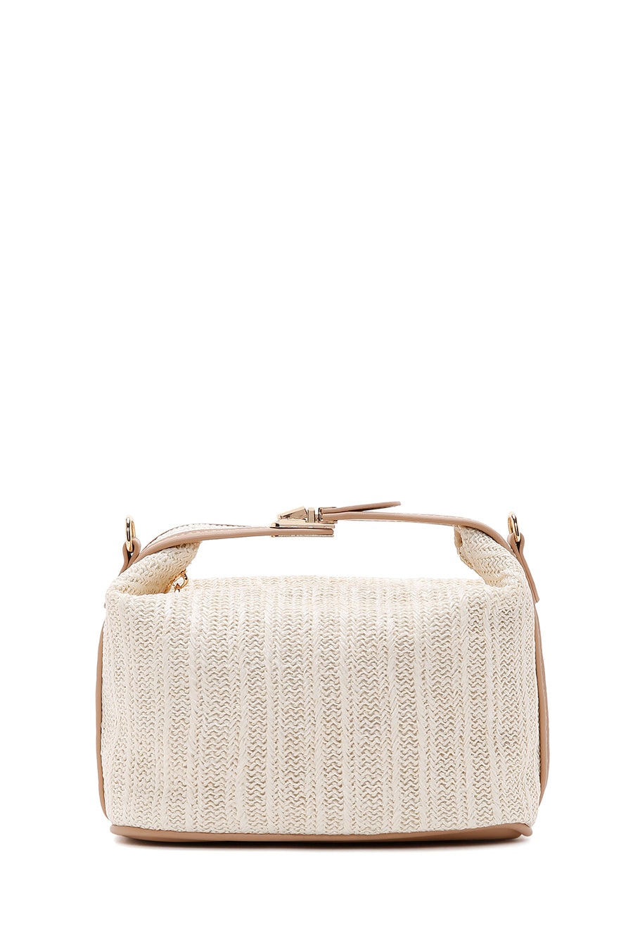 Women's Cream Long Straw Mini Handbag