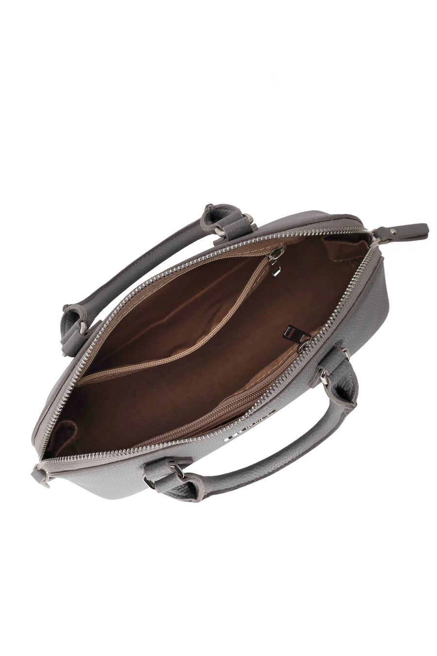 Woman Gray Long-Strap Charmed Shoulder Bag