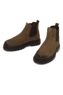 Male Beige Thick-Soled Nubuck Leather Chelsea Boots | Derimod