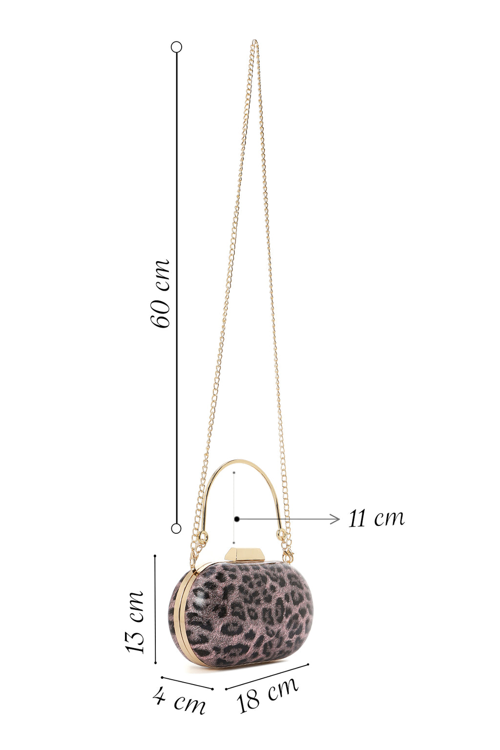 Kadın Pembe Leoper Desenli Uzun Askılı Mini Portföy Abiye Çantası