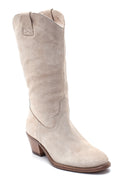 Women's Suede Leather Heeled Boots | Derimod