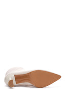 Women's Beige Leather Heeled Classic Boots | Derimod
