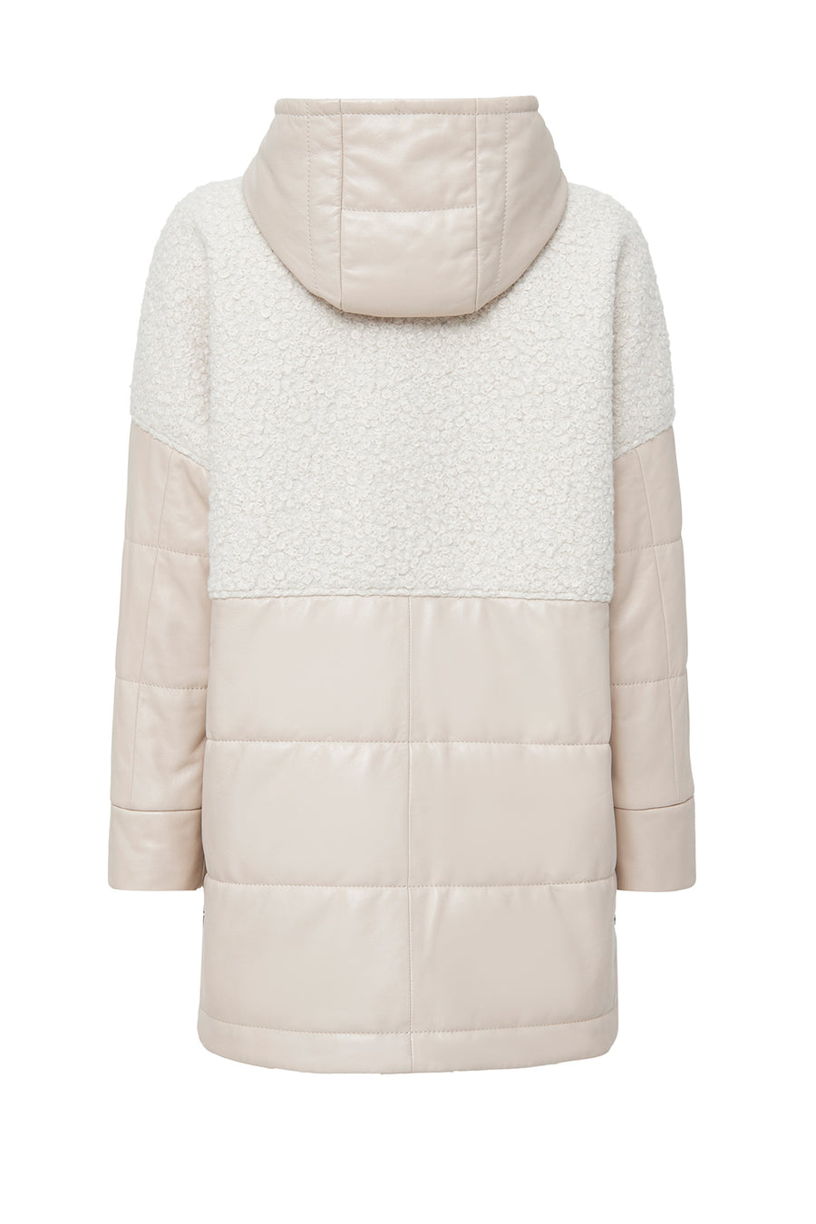 Atlanta Women's Beige Hooded Teddy Leather Jacket