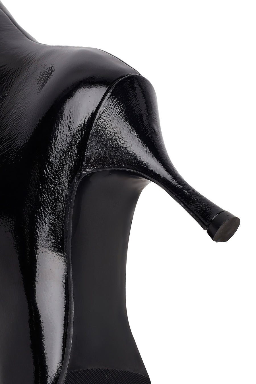 Woman Black Zip Closure Stiletto-Heel Patent Leather Leather Boots