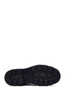 Male Black Zip Closure Thick-Soled Leather Boots | Derimod