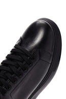 Men's Black Lace-up Thick-Sole Leather Sneaker | Derimod