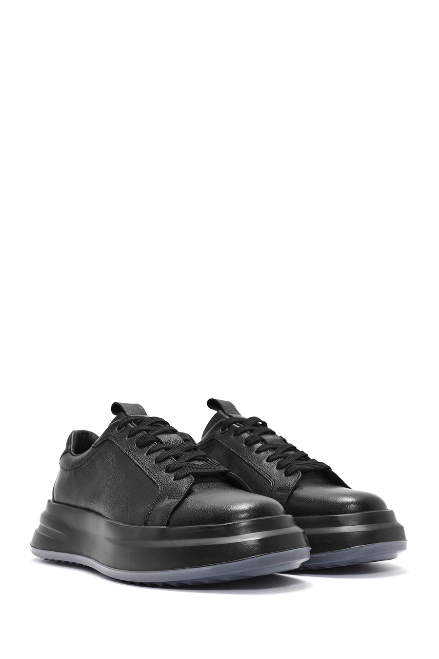 Men's Black Lace-up Leather Sneaker