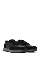 Erkek Siyah Bağcıklı Süet Deri Sneaker | Derimod
