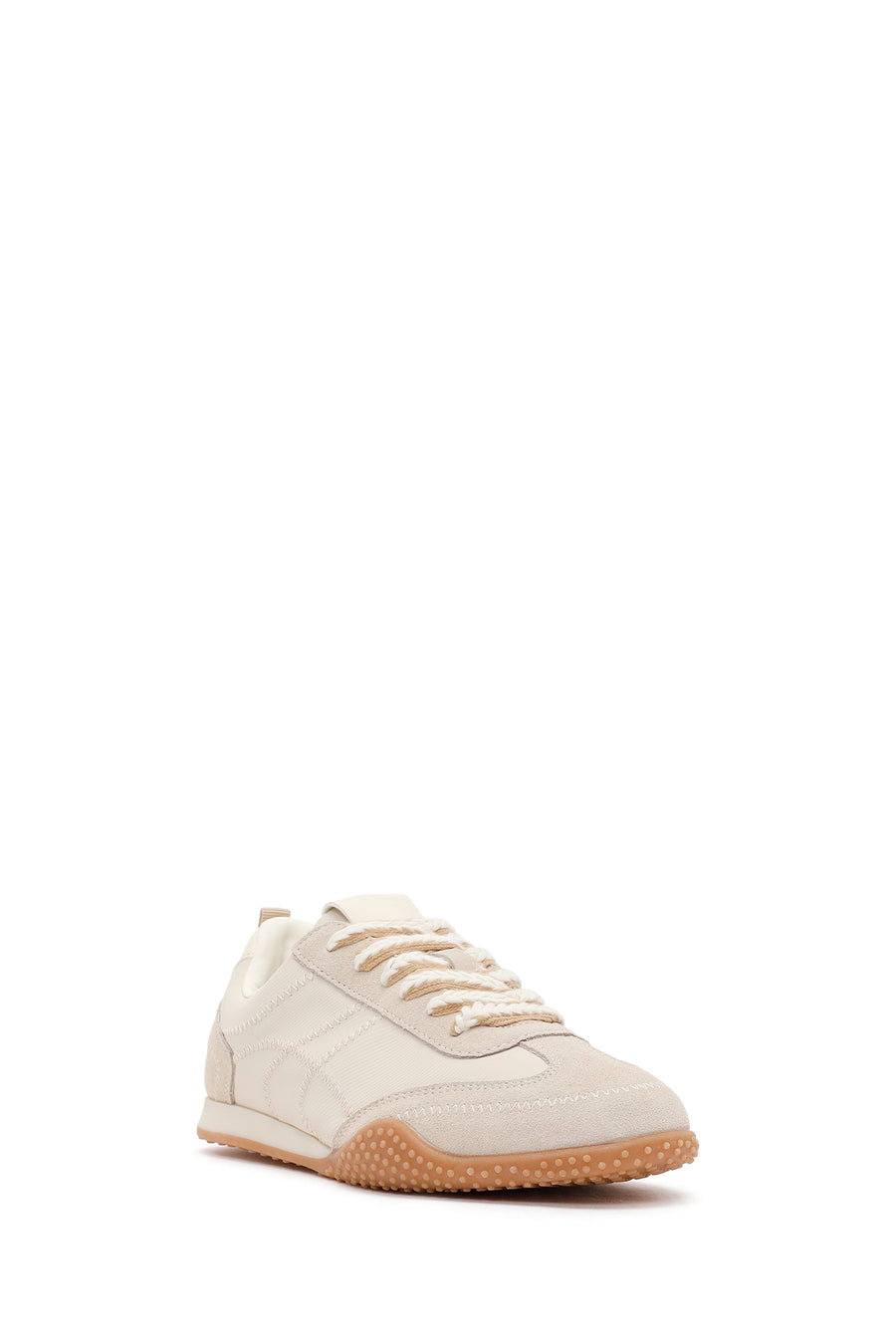 Women's Cream Lace-Up Leather Sneakers