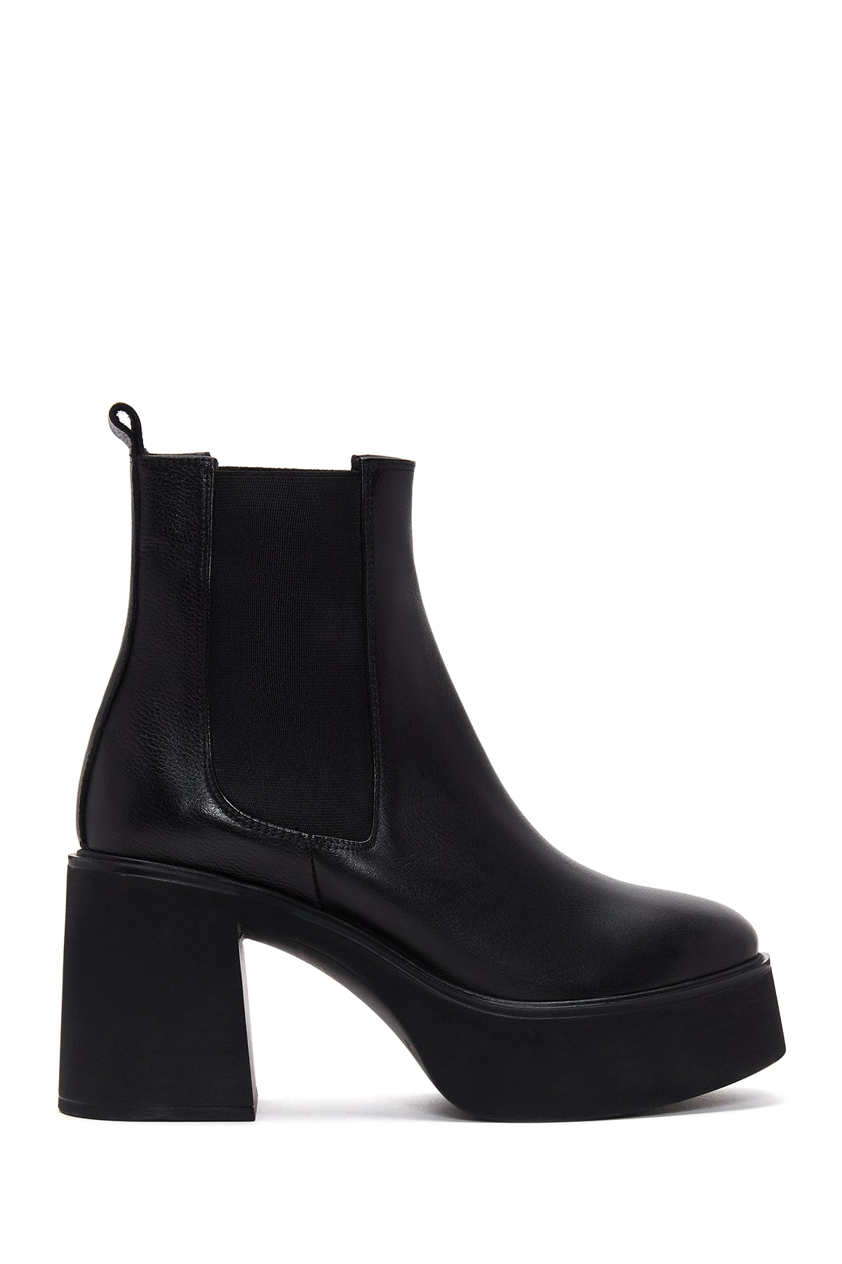 Women's Black Leather Platform Heeled Boots 23WFD150918 | Derimod