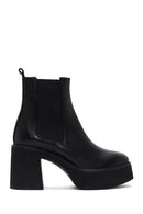 Women's Black Leather Platform Heeled Boots | Derimod