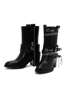 Women's Black Buckle Detailed Cowboy Boots | Derimod