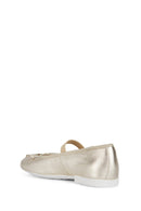 Geox Girls Bronze Pleated Glittery Leather Ballerinas | Derimod