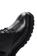 Men's Black Leather Zippered Casual Boots | Derimod