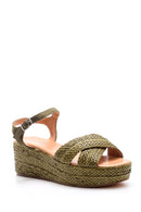 Women's Wedge Heeled Straw Sandals | Derimod