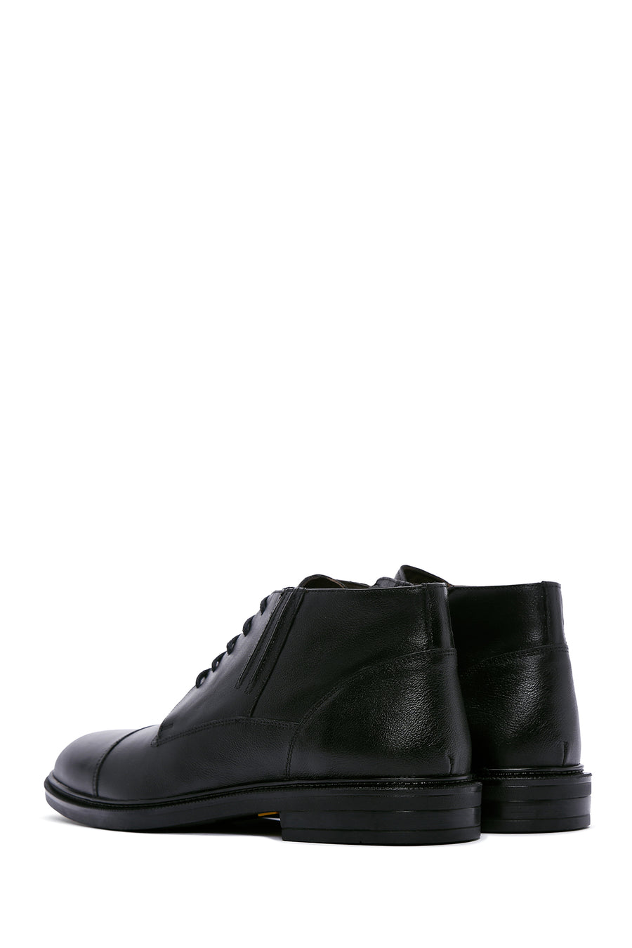 Men's Black Leather Zippered Casual Boots