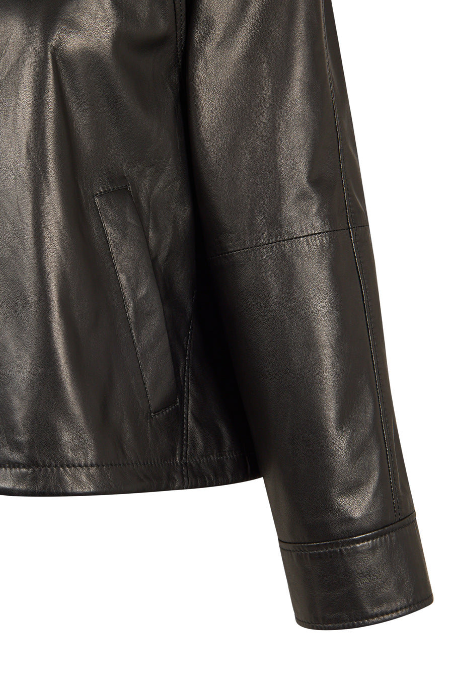 Miami Woman Black Oversize Short Leather Jacket