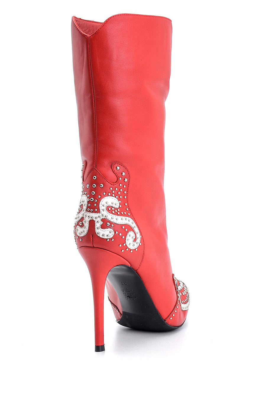 Women's Stone and Stud Detailed Leather Boots