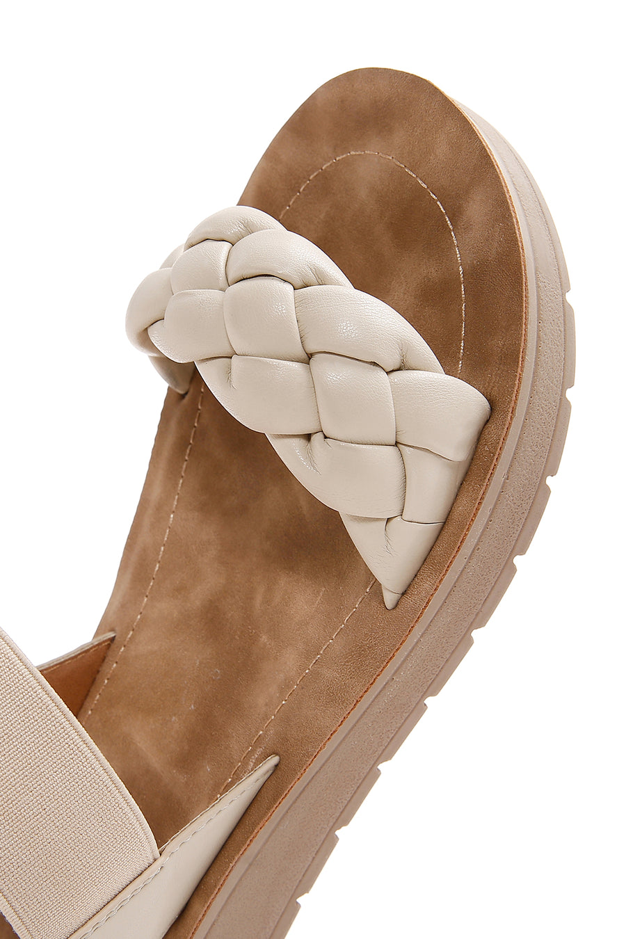 Women's Beige Knitted Patterned Sandals
