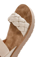 Women's Beige Knitted Patterned Sandals | Derimod