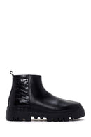 Men's Black Zippered Leather Casual Boots | Derimod