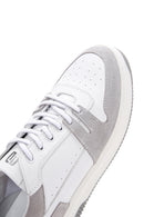 Men's White Suede Detailed Leather Sneaker | Derimod