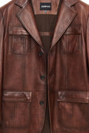 Kevin Erkek Camel Blazer Deri Ceket | Derimod