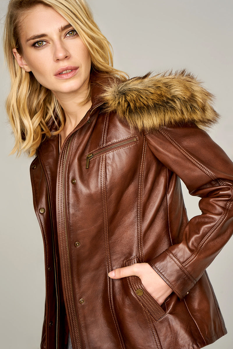 Veronica Women's Leather Jacket 16WGE516447 | Derimod