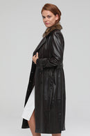 Brenda Women's Brown Fur Leather Overcoat | Derimod