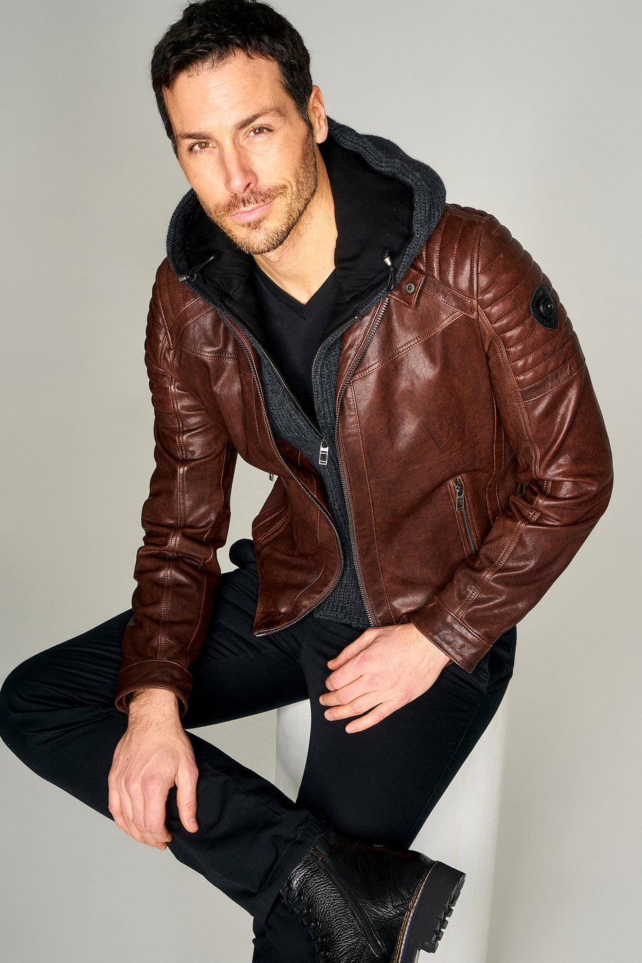 Dynamic Men's Leather Jacket 16WGM6153VE | Derimod